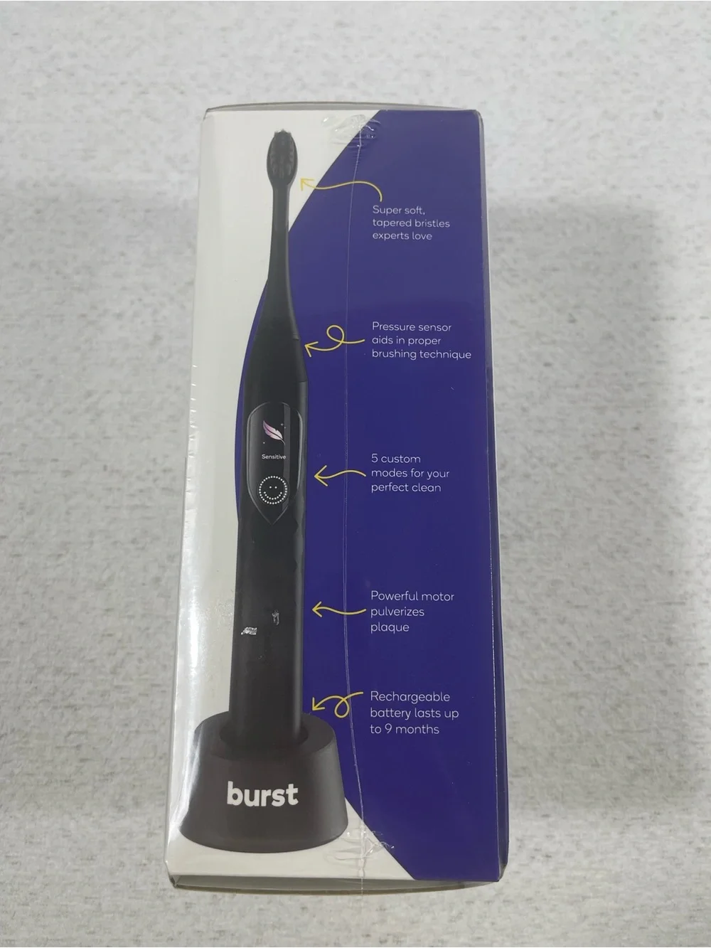 Burst Pro Sonic Toothbrush LED Screen Smart Pressure Sensor 5 Modes,New SKU#0359